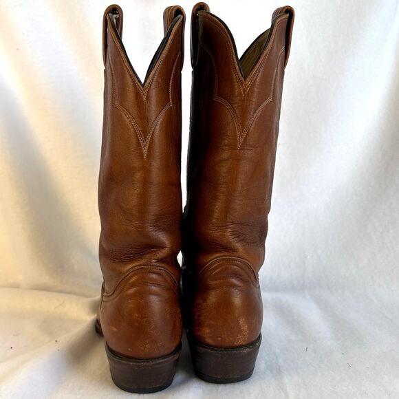 Vintage Tony Lama Cowboy Boots Men's 9C Brown Leather Western Style 5084 - Picture 3 of 13